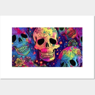 Floral skulls Posters and Art